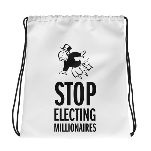 Stop Electing Millionaires Drawstring Bag