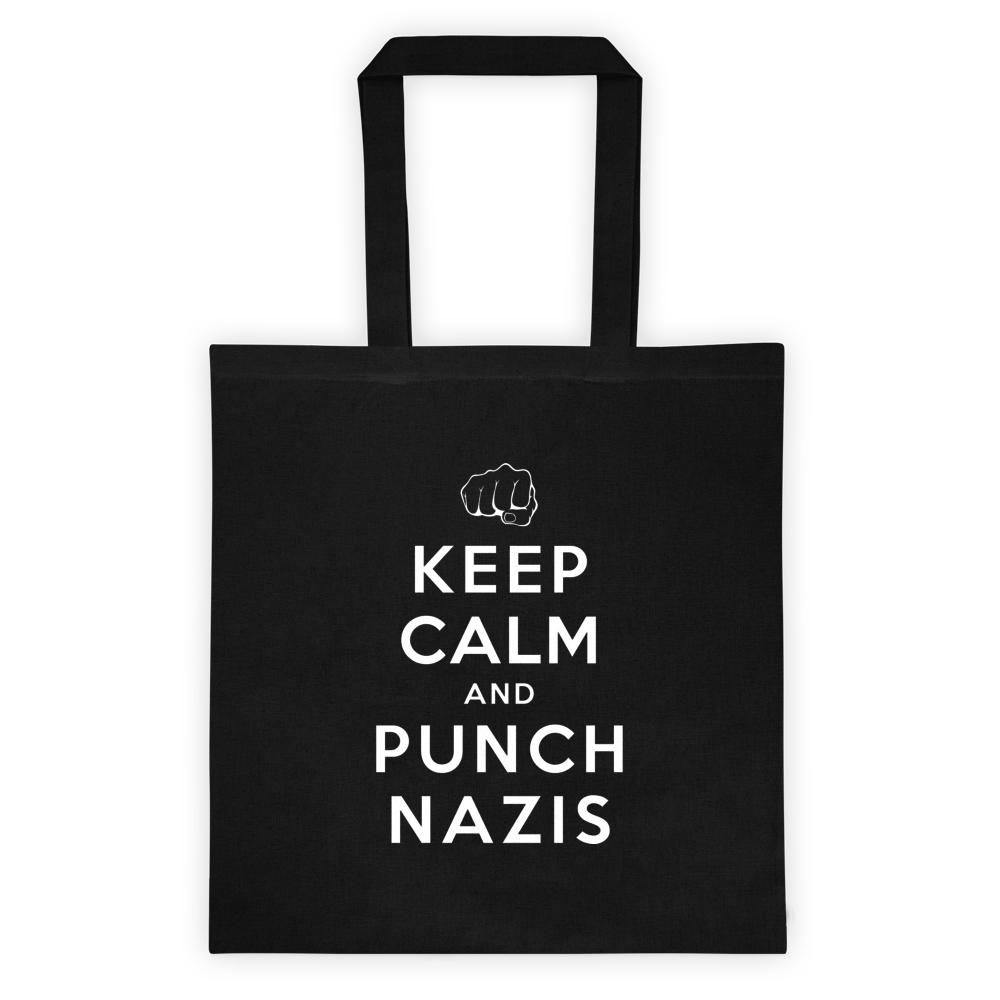 Keep Calm and Punch Nazis Tote Bag